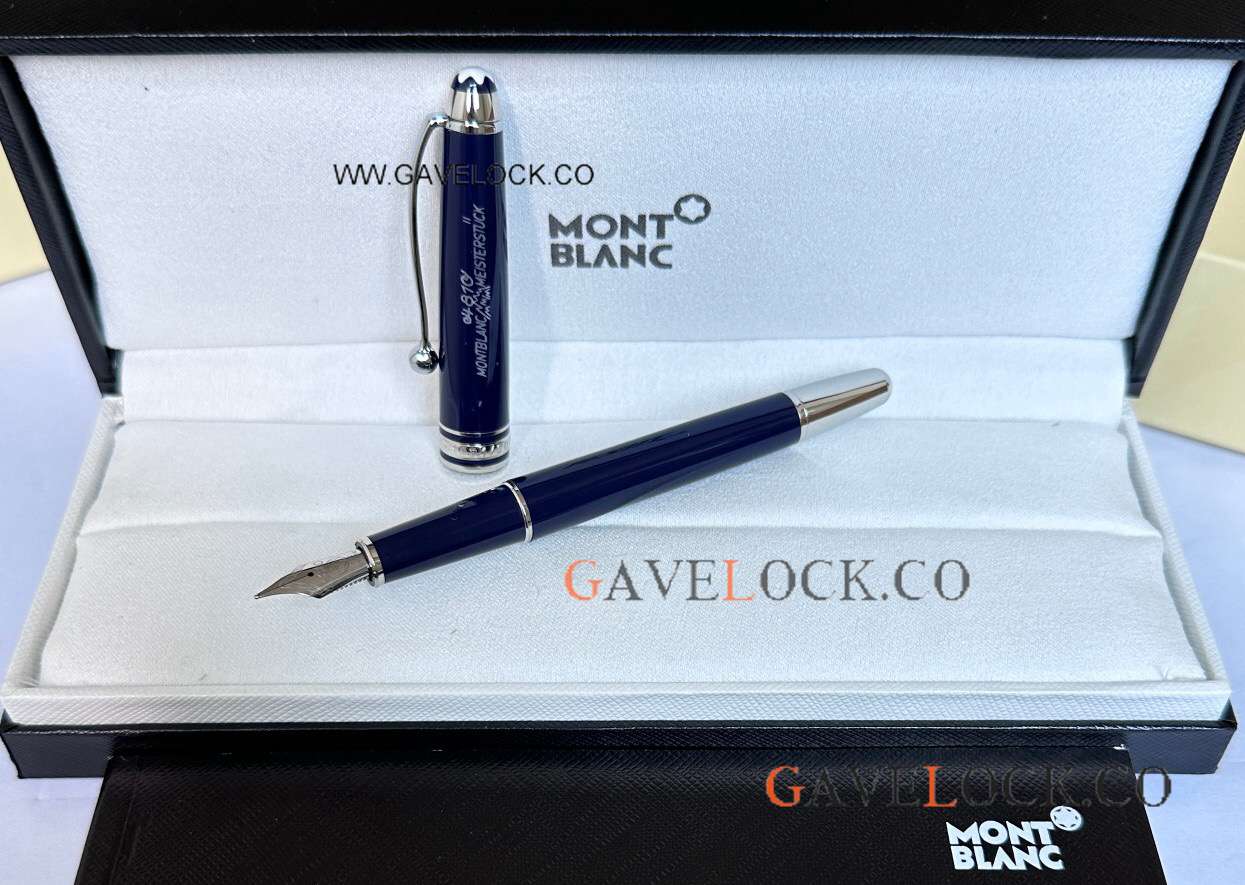 Fake Montblanc 100 Anniversary Edition Meisterstück Fountain 164 Blue Silver Fake Montblanc 100 Anniversary Edition Meisterstück Fountain 164 Blue Silver
